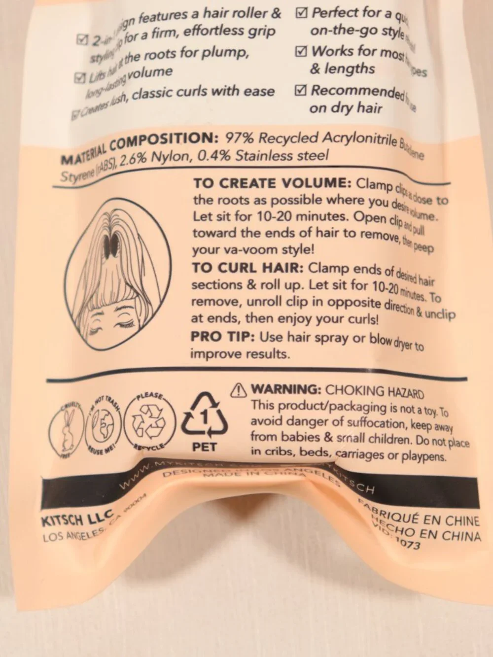 NWT Kitsch Volumizing Roller Clips in Pink One Size